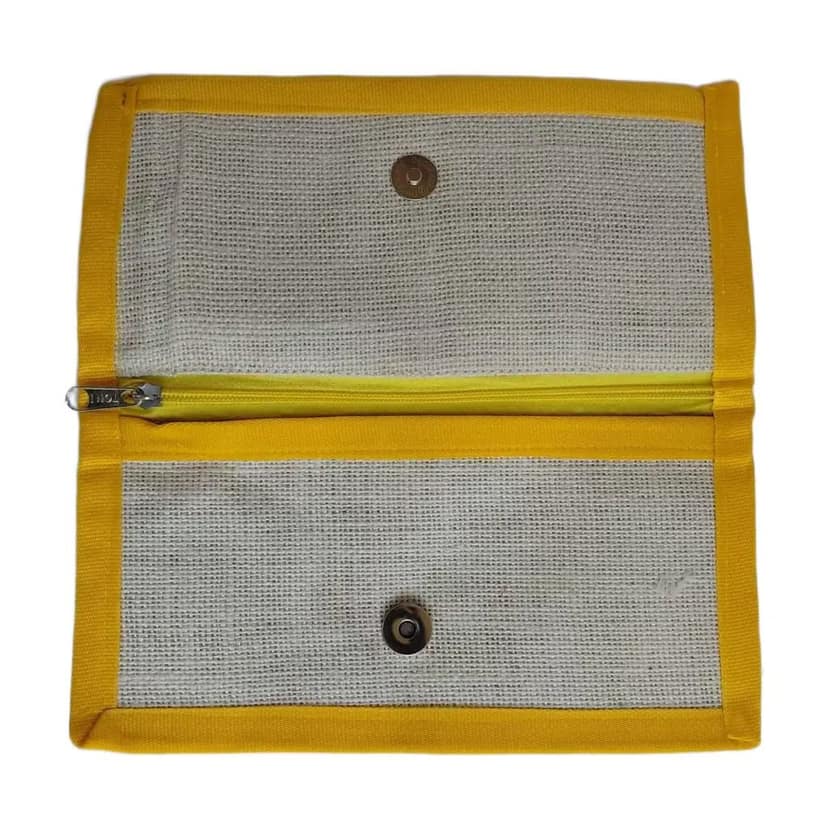 Yellow and Natural Color Hand Pouch view 2