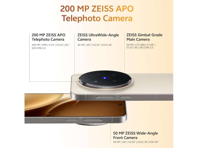 Vivo X300 Pro 5G (16GB RAM, 512GB Storage) 5G Mobile Phone with FHD+ Display, Smooth Performance & Powerful Battery - Dune Gold view 2