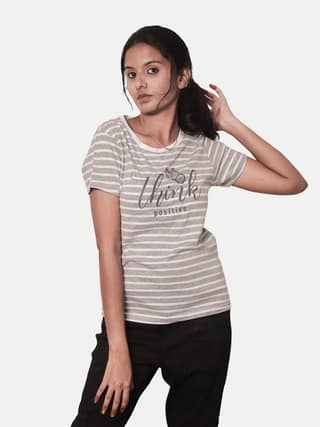 Women Beige Printed T- Shirts