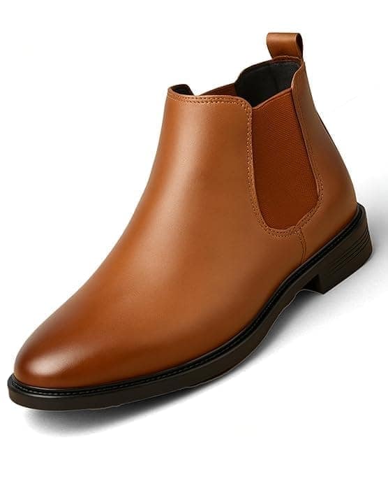 WUGO:: Latest Fabulous Men Solid Faux Leather Tan Chelsea Boots | Stylish Slip-On Casual Boots For Men's & Boys (Free Home Delivery) view 2
