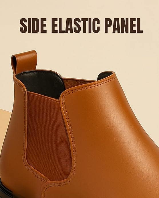 WUGO:: Latest Fabulous Men Solid Faux Leather Tan Chelsea Boots | Stylish Slip-On Casual Boots For Men's & Boys (Free Home Delivery) view 4