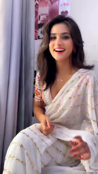 White Georgette Saree with Sequence Work (Color - White) by SHIV TEXTILES
