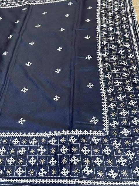 Blended Gujrati Silk Stitch Blue view 3