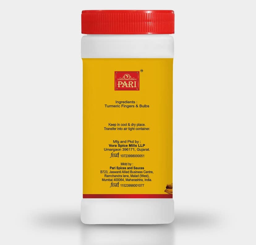 Pari Turmeric Powder, Highly Aromatic Turmeric, No Artificial Colour & Flavour, Minimum 2%-2.5% Curcumin, Packed Hyginically, Strong Aroma, Country Of Origin - India | 100% pure & natural | Easy to Cook | (Pack of 1 x 500g Jar) view 3