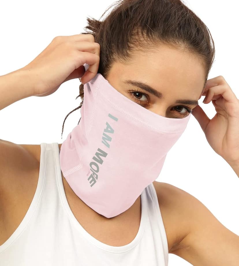 FREECULTR Unisex Bamboo Bandana, Anti Microbial Super Soft & Comfort Fit, Breathable Multipurpose Headband, Face Mask for Dust Protection and Sun - Size Printed Pack of 2-Black, Peach view 3