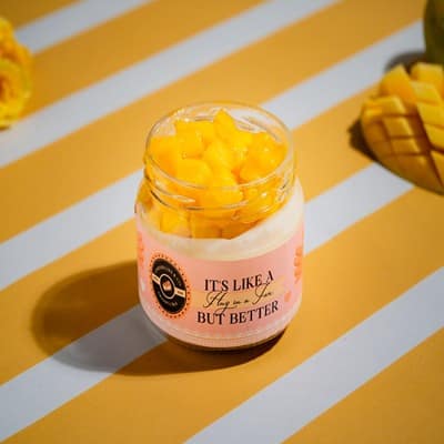 Mango mousse cake jar