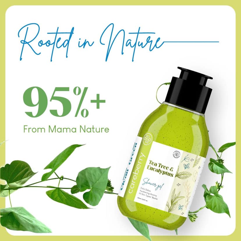 Careberry Tea Tree & Eucalyptus Oil Shower Gel, For Daily Detox, Ayurvedic Ayush Certified, Paraben & Sulphate Free 100ml view 6