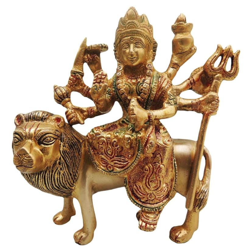 Brass Durga Ji Statue - Spiritual Religious Idol for Puja, Height : 6 Inch (BSMAS491 B) view 2