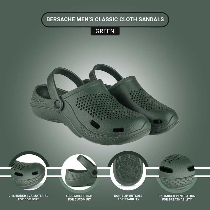 Bersache Extra Soft Classic Casual with Back Strap Regular wear with Ultra Soft & Flexibility Technology Clog for Men's view 5