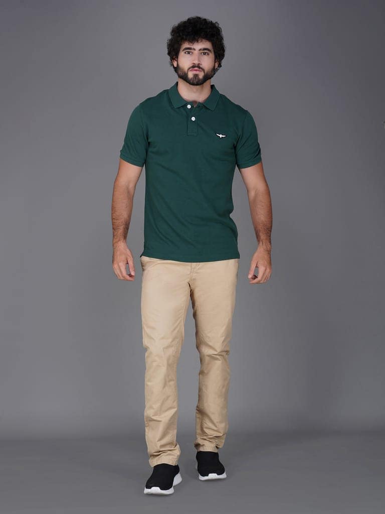 Solid Polo Shirt-GREEN view 4