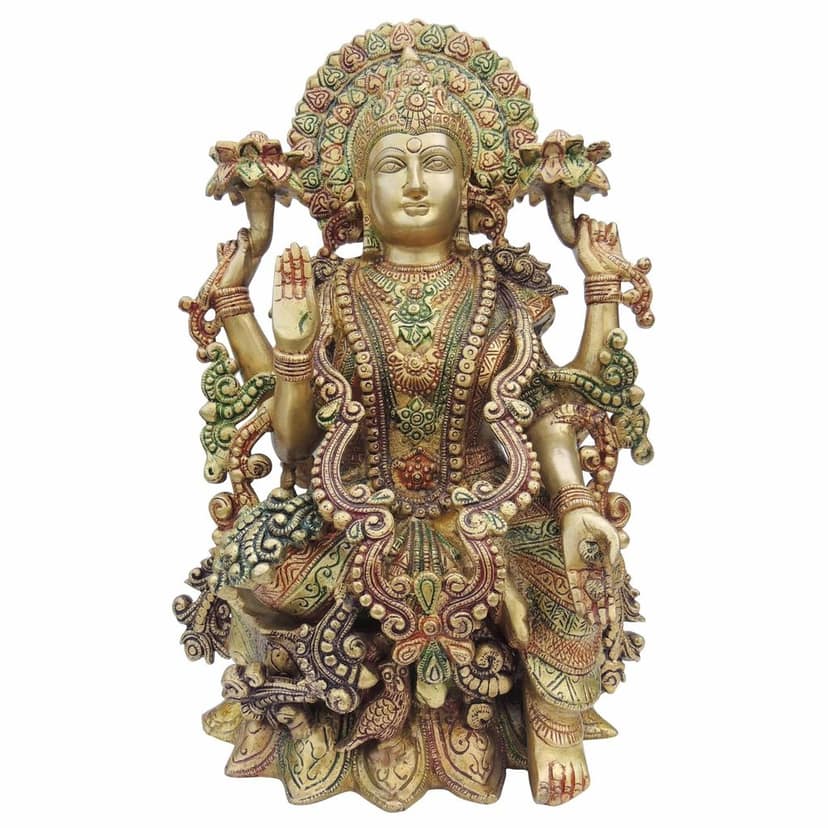 Brass Showpiece Laxmi Colored Statue (BSMAS1124 L) view 2