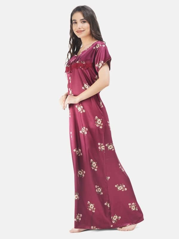 KOI SLEEPWEAR Satin Night Gown with Floral Print view 2