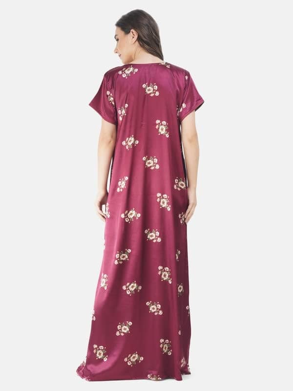 KOI SLEEPWEAR Satin Night Gown with Floral Print view 5