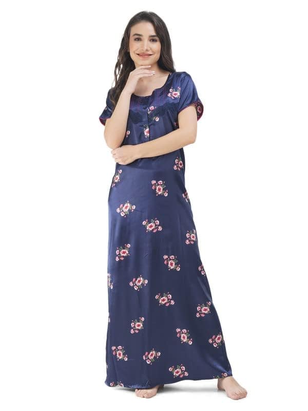 KOI SLEEPWEAR Satin Night Gown with Floral Print view 6