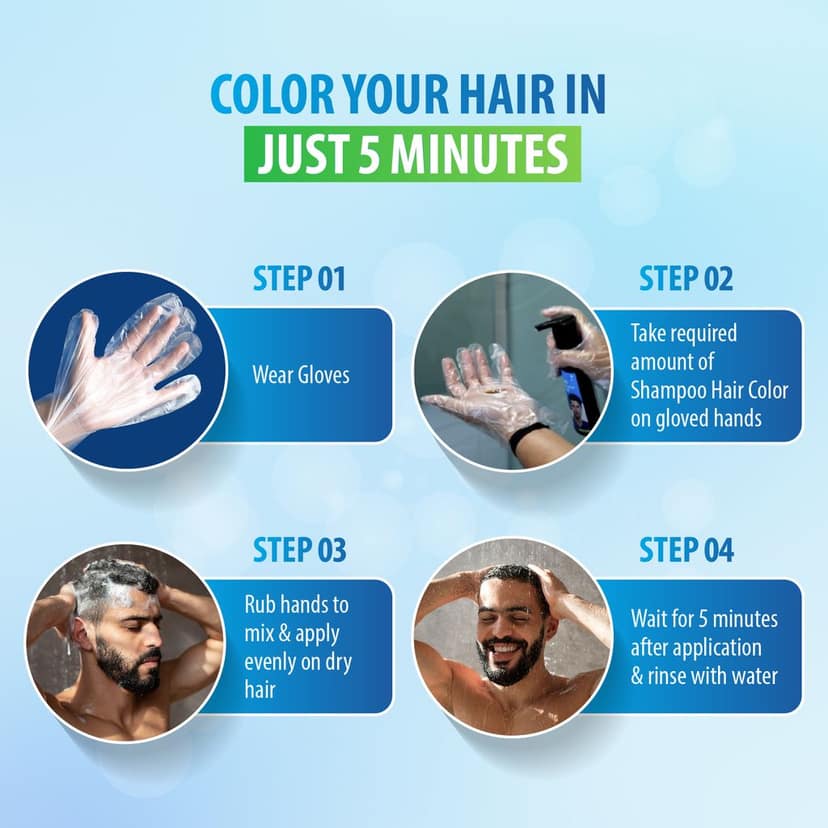 Nisha Shampoo Hair Color 180ml Combo Pack (1 Original Black & 1 Dark Brown), 5 Weeks Long Lasting Hair Colour Shampoo view 7