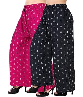 lasafiya Pack of 2 Rayon Straight Women's Palazzos ( Pink )