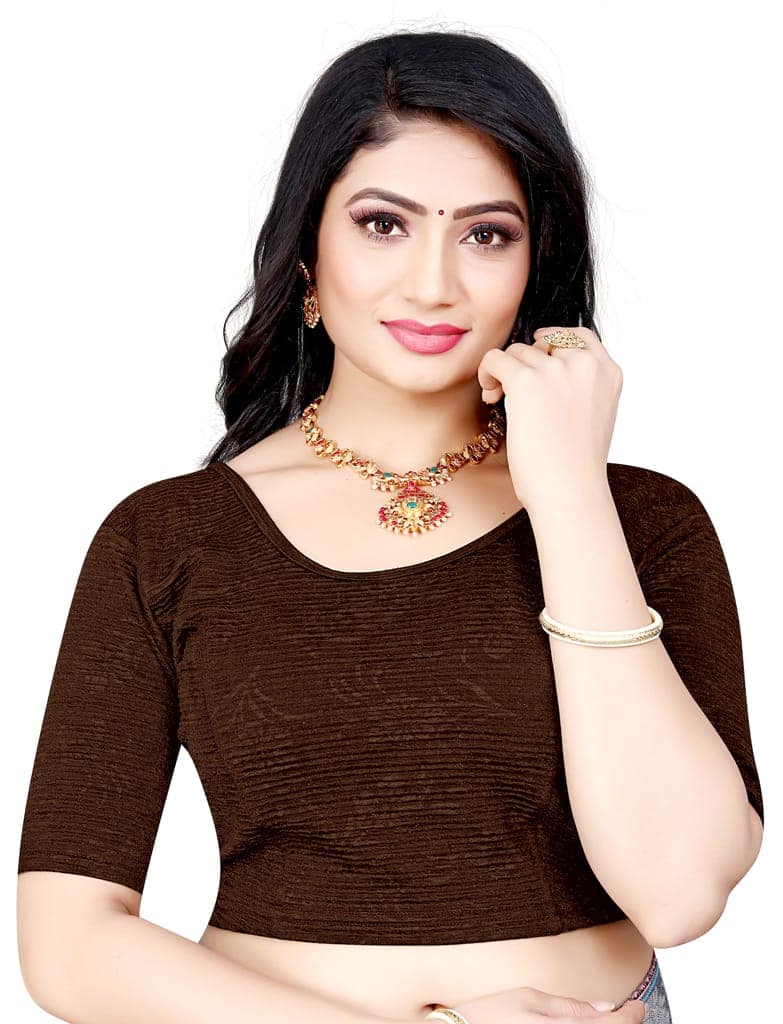 Round Neck Elbow Size Stretchable Blouse For Woman view 5
