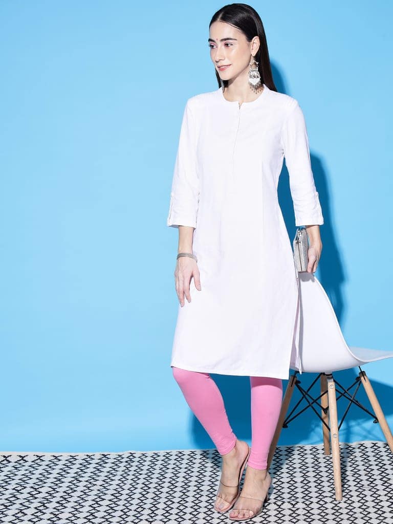 SOFT COLORS Women's Skinny Fit Ethnic Wear Ankle Length Leggings (Rose Pink)