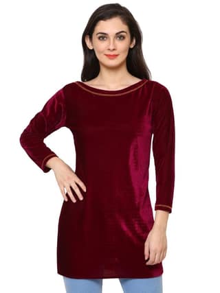 Klamotten Women's Velvet full Sleeves Top WD5J