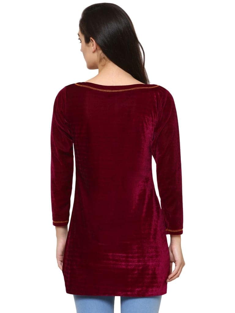 Klamotten Women's Velvet full Sleeves Top WD5J view 5