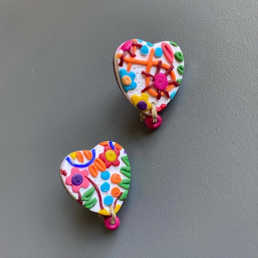 Honeyed heart clay studs