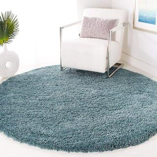 GALLERY HOME Silky Smooth Anti-Skid Shaggy Round Carpet with 2 inch Thickness (3 x 3 Round, Blue S3)
