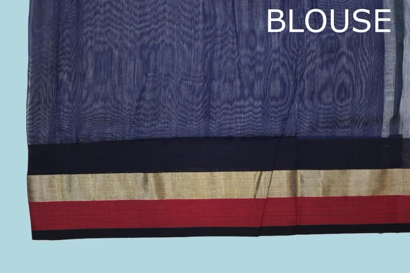 Legacy Kosa Pallu Divine Blue handloom Saree with Tassels view 5