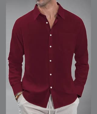 UNI VIBE Cotton Blend Slim Fit Solids Full Sleeves Men's Casual Shirt - Maroon ( Pack of 1 )