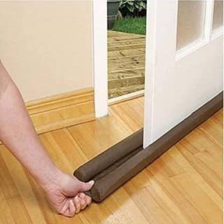 Adjustable Twin Door Draft Stopper and Sound Blocker (Brown) | Energy Saving & Insect Protection | Home & Living Pack of 2