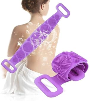 Long Handle Silicone Bath Body Scrubber Brush for Shower & Back Cleaning