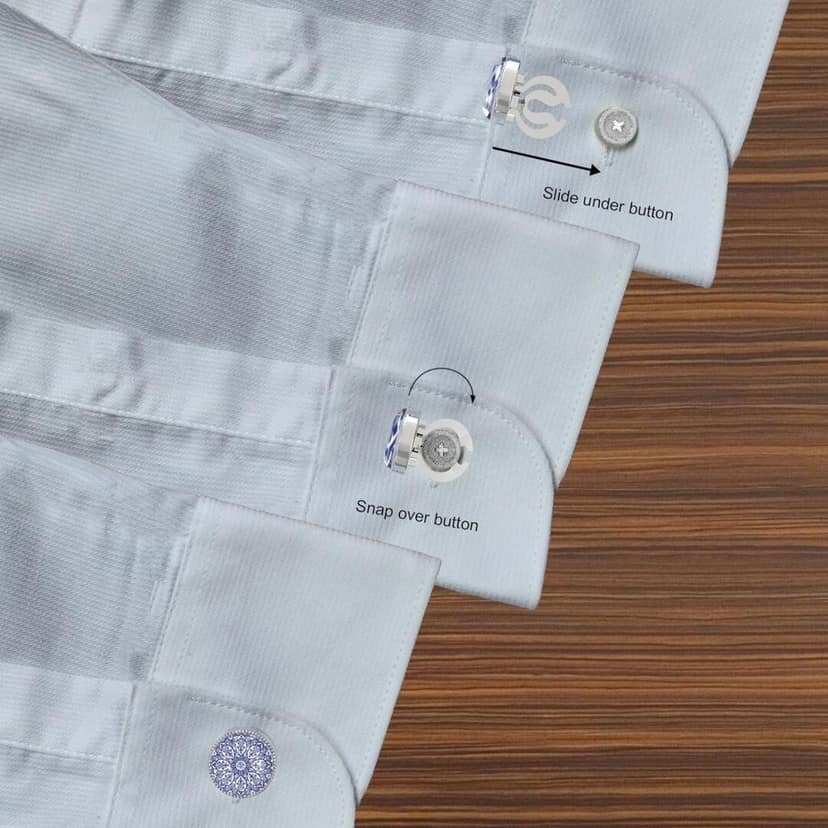The Smart Buttons - Shirt Button Cover Cufflinks for Men - Ritual Mandala Design Pattern view 5