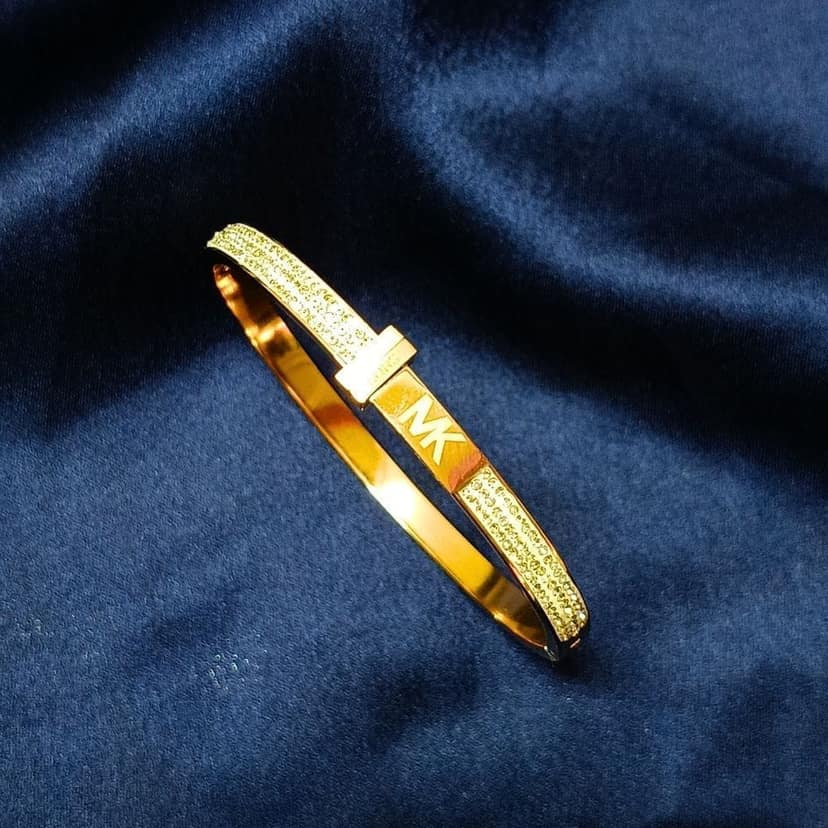 Jewelryklub Anti Tarnish Rose Gold Michael Kors American Diamonds Bracelet Kada Bangle For Girls & Women view 3