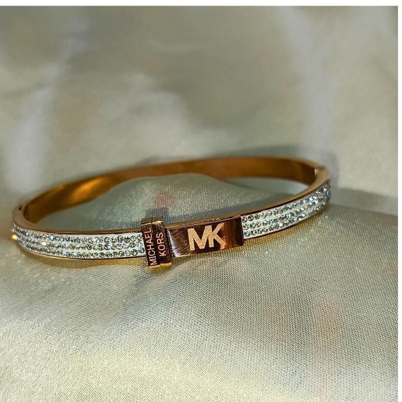 Jewelryklub Anti Tarnish Rose Gold Michael Kors American Diamonds Bracelet Kada Bangle For Girls & Women view 4