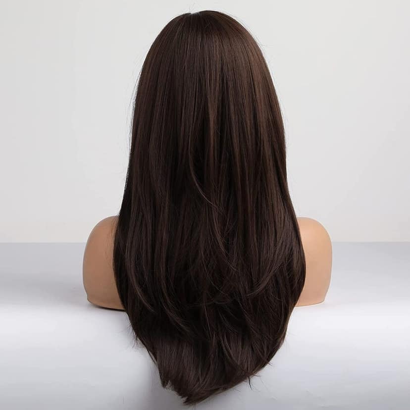 Akashkrishna Brown Wigs for Women Long Straight Hair Wigs For Girls Middle Part Synthetic Hair Wig Heat Resistant Synthetic Fiber(brown-straight) view 2