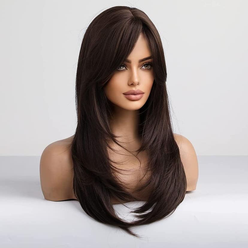 Akashkrishna Brown Wigs for Women Long Straight Hair Wigs For Girls Middle Part Synthetic Hair Wig Heat Resistant Synthetic Fiber(brown-straight) view 4