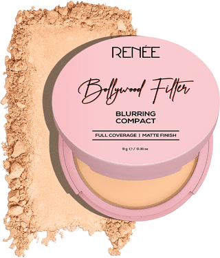 RENEE Bollywood Filter Blurring Compact, Matte Finish, Full Coverage, Blurs Pores & Blemishes, 9 g Fudge Fuzz