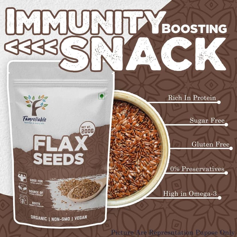 Famreliable Roasted Flaxseeds - 400g | Nutrient-Rich Snack | High in Omega-3, Fiber, and Protein | Gluten-Free (200g Pack of 2) view 4