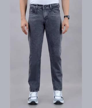 MOUDLIN Slim Fit Self Design Men's Jeans - Dark Grey ( Pack of 1 )