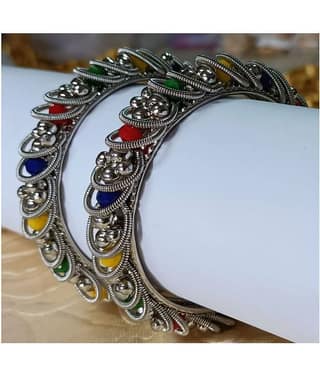 KHETLAZEE® GOLD PLATED ANTIQUE DESIGN BANGLE SET FOR WOMEN