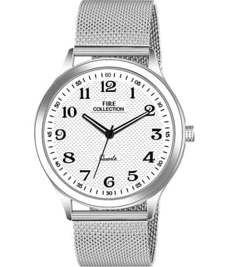 Fire Collection Silver Stainless Steel Analog Men's Watch