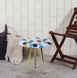ShadowKart Ottoman Stool for Bedroom | Metal Pouffes for Sitting Ottoman | Foot Rest Wooden Ottoman Foot stools | Stool for Balcony | Make up Dressing Side Table, Metal Coffee Table 18x18x16 Inch