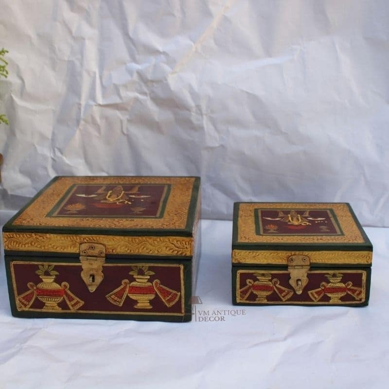 Painted Wooden Box-Jewellery Box Gift Set of 2 view 2
