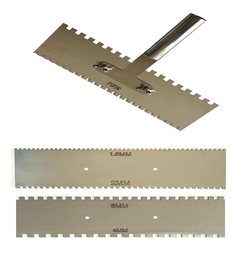 MD Style Square Notch Metal Trowel Fix Thickness for Flexible Resin Spreader Set, Reusable Trowel Scrapers for Epoxy, Fillers, Putty,Spackling Paste