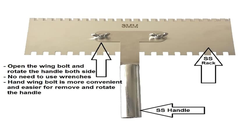 MD Style Square Notch Metal Trowel Fix Thickness for Flexible Resin Spreader Set, Reusable Trowel Scrapers for Epoxy, Fillers, Putty,Spackling Paste view 3