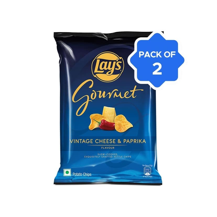 Lay's Gourmet Potato Chips - Vintage Cheese & Paprika Flavour - Pack of 2 view 2