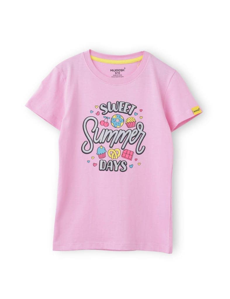 Girls’ T-Shirt Blazing Yellow, Bonbon Pink, Vibrant Orange, Touch & Feel, Ages 7-14 (3 Pcs Pack) view 6