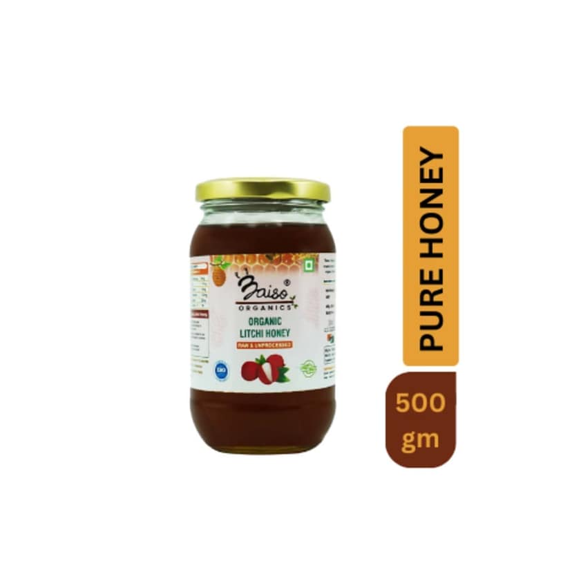 Baiso Organics Raw Unprocessed Natural Litchi Honey - 500gm view 3