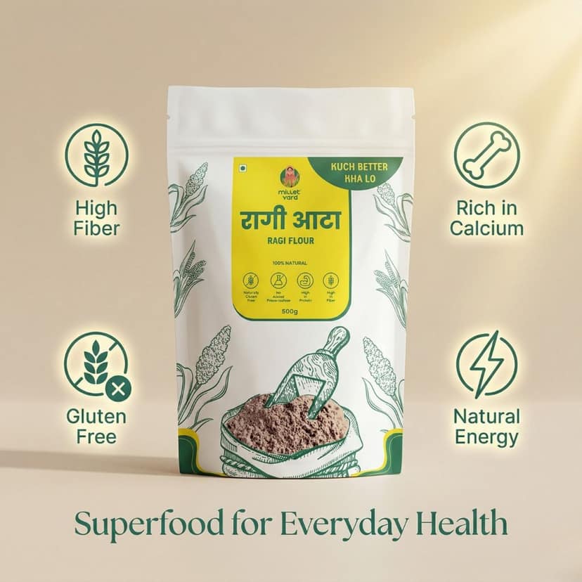 MILLET YARD Ragi Flour | Ragi Atta 500gms view 4