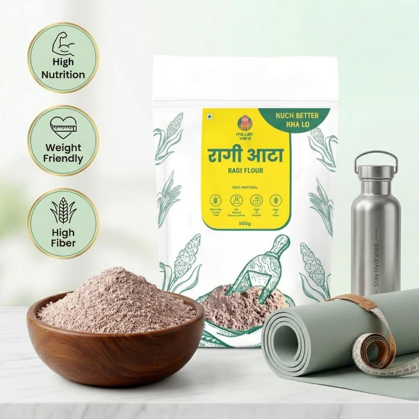 MILLET YARD Ragi Flour | Ragi Atta 500gms view 5