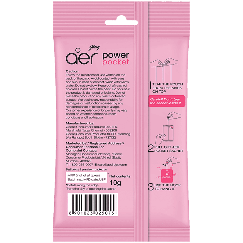 Godrej Aer Power Pocket - Long Lasting Bathroom Fragrance, Fresh Blossom, 10 G view 2